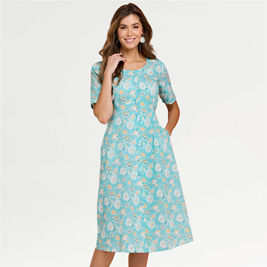 Linen Mix Print Dress - LS668